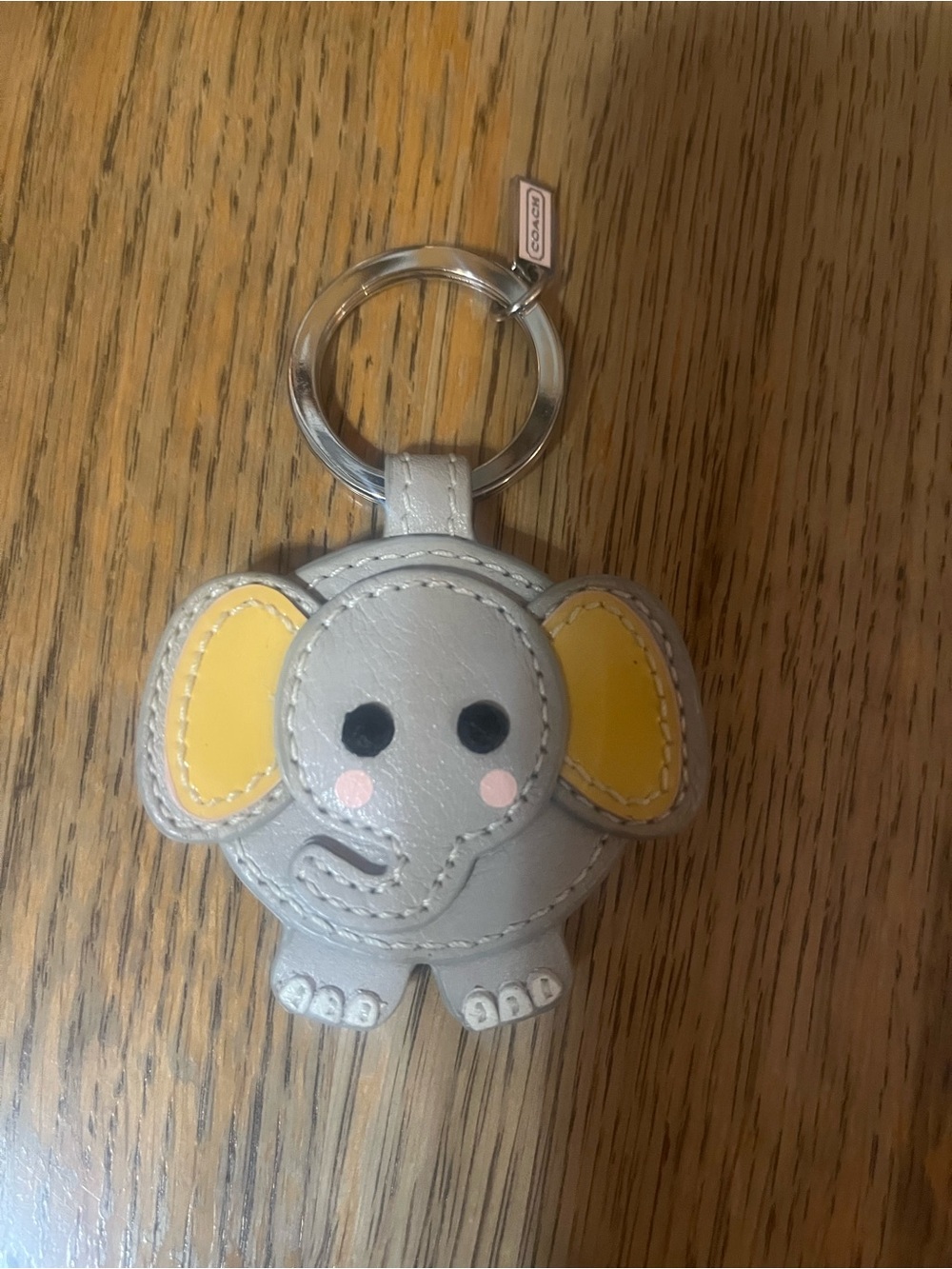 Coach Elephant Keychain Charm - Grey with Yellow Ears